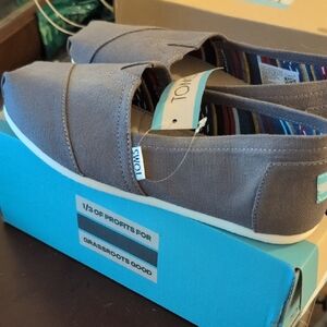 TOMS Charcoal Canvas Slip-Ons